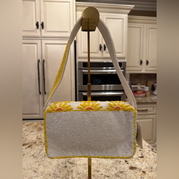Sunflower Beaded Shoulder Bag - Yellow and White - Picture 3 of 7